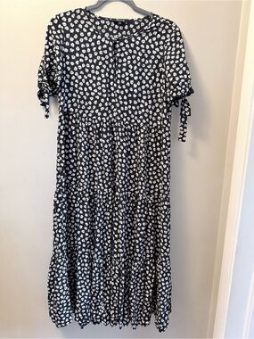 Madewell Black and White Floral Midi Dress
